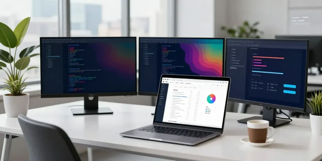 Developer utilizing instant indexing tools in a modern workspace.