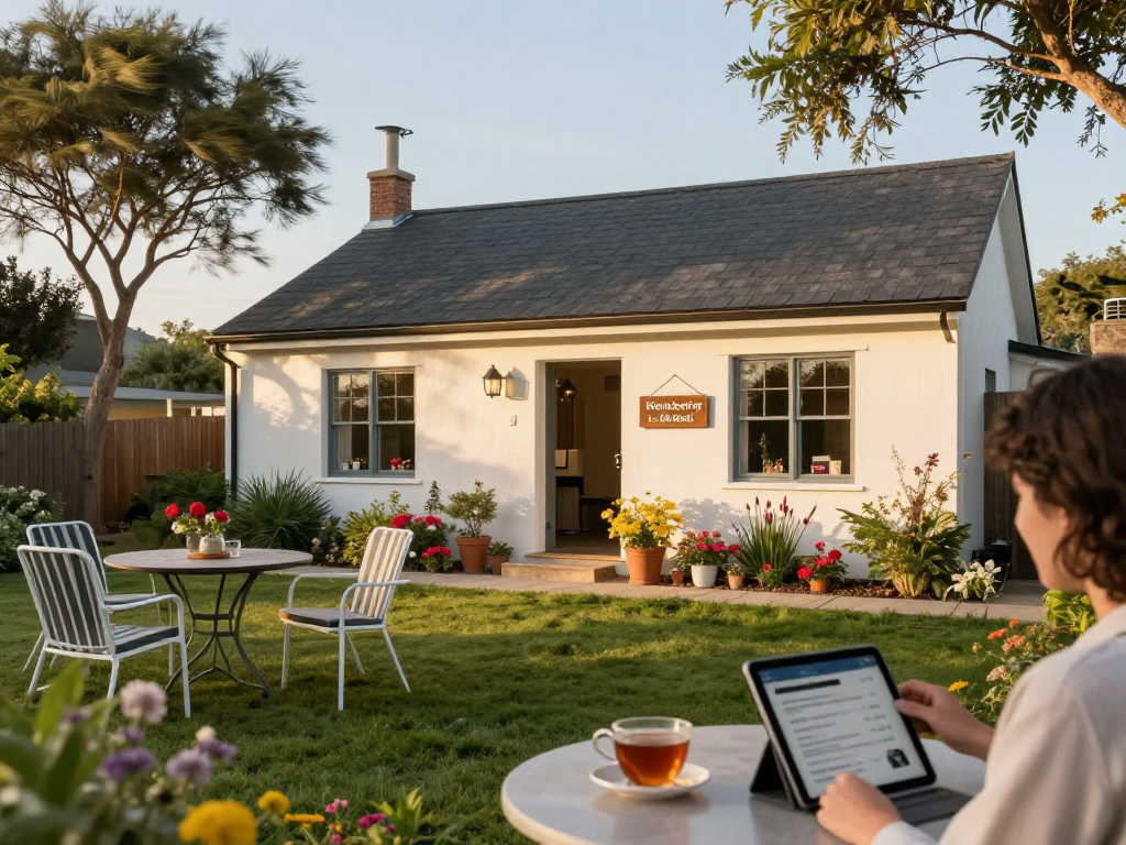 Furnished holiday let tax calculator at a charming property with lush gardens and inviting atmosphere.