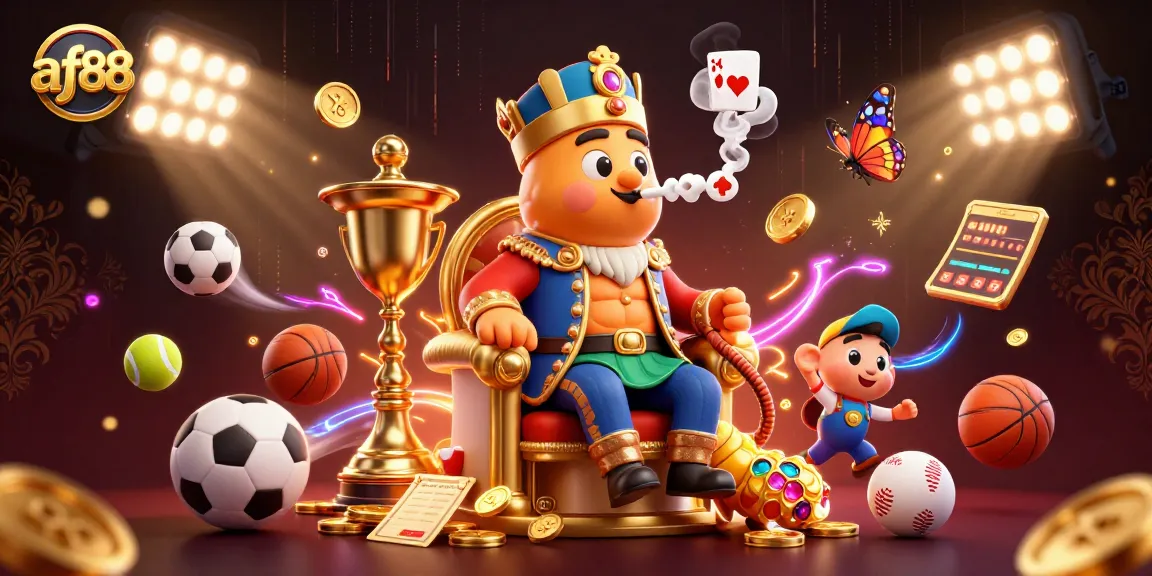 Experience exciting gameplay at af88 with a vibrant 3D illustration showcasing sports betting elements.