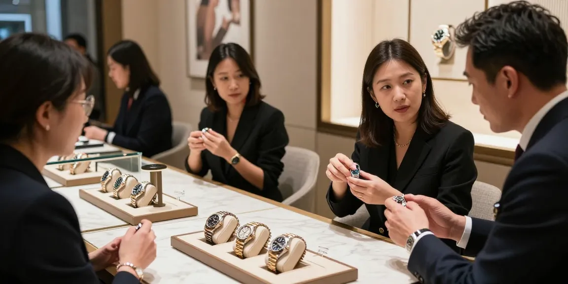 Explore exquisite rolex super clone watches displayed in an upscale boutique, showcasing luxury and craftsmanship.