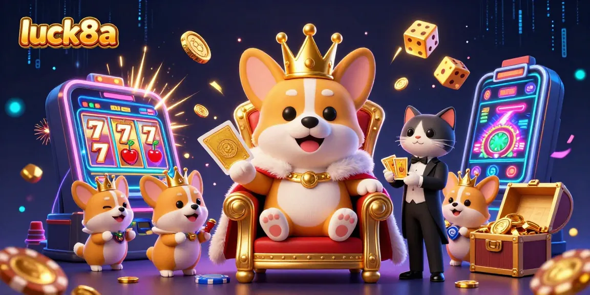 Experience the thrill of luck8a with a vibrant casino scene featuring animated characters and explosive game elements.