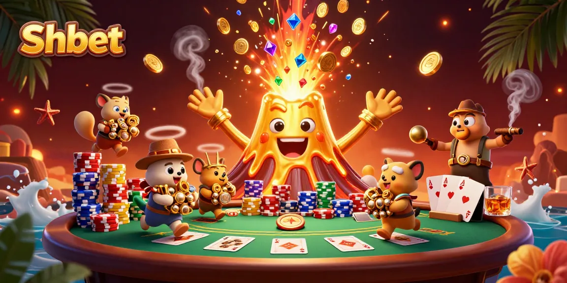 Experience thrilling action at Shbet with giant volcano erupting treasure and poker excitement