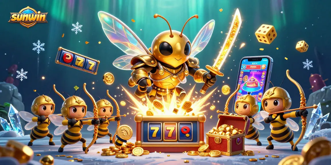 Experience the thrilling sunwin slot machine jackpot explosion featuring captivating golden characters and game elements.