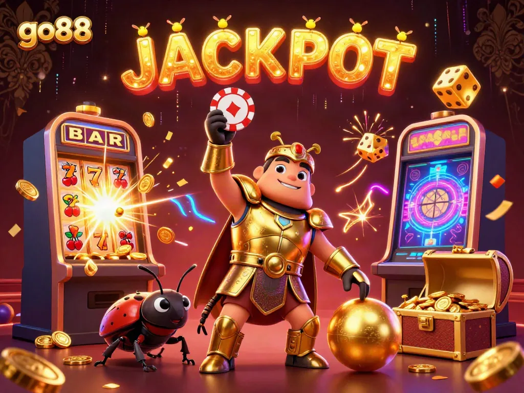 Experience the excitement at go88 with a jackpot scene celebrating gaming victories.