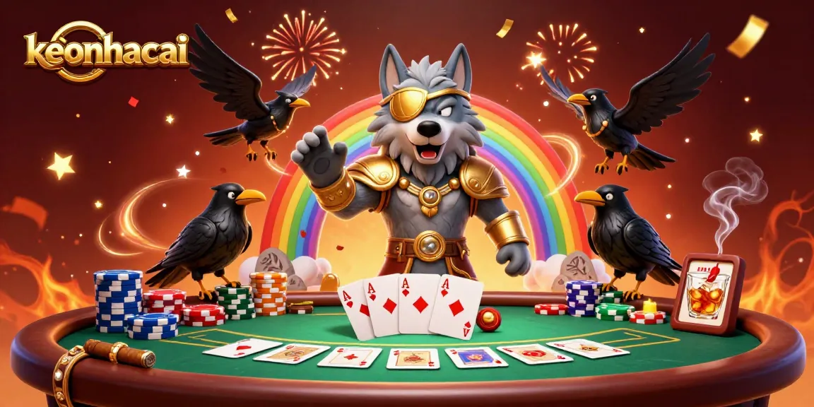 Engage in keonhacai betting with Odin and ravens amidst vibrant casino elements.