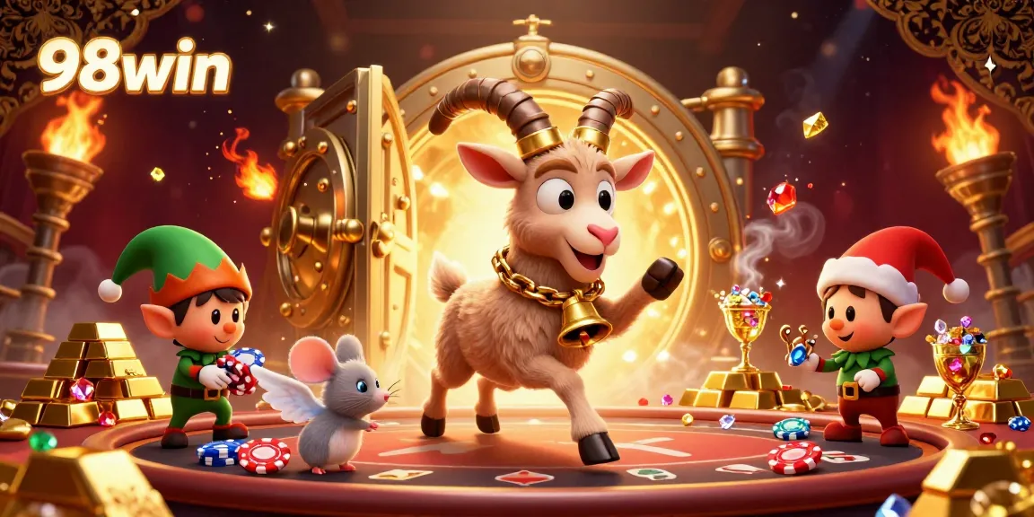 Win big with 98win at a lively holiday casino filled with fun characters and exciting game elements.