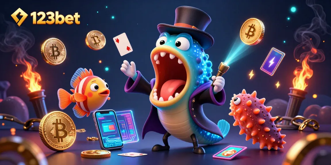 Experience thrilling card magic at 123bet with our colorful 3D casino scene!