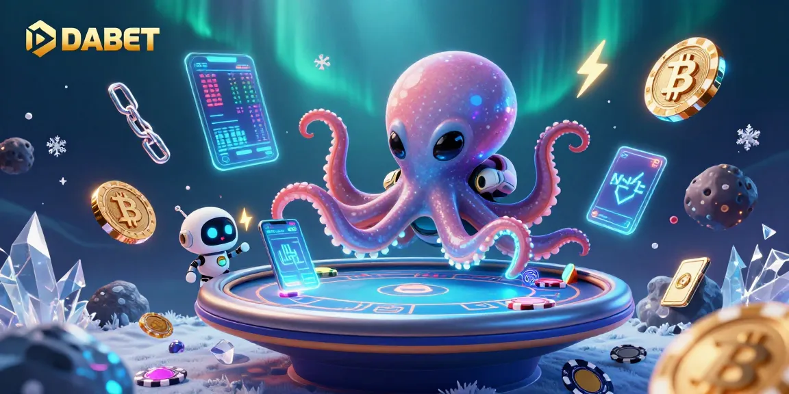 DABET engages players with vibrant alien-themed poker games, featuring holographic tables and crypto elements.