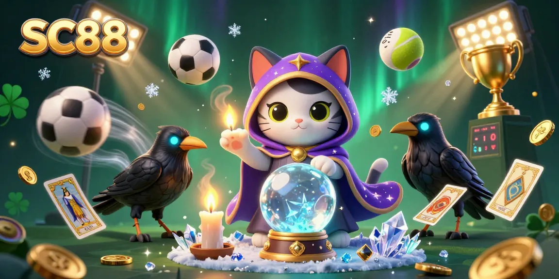 Experience thrilling action at SC88 with a vibrant illustration showcasing dynamic sports elements and mystical characters.