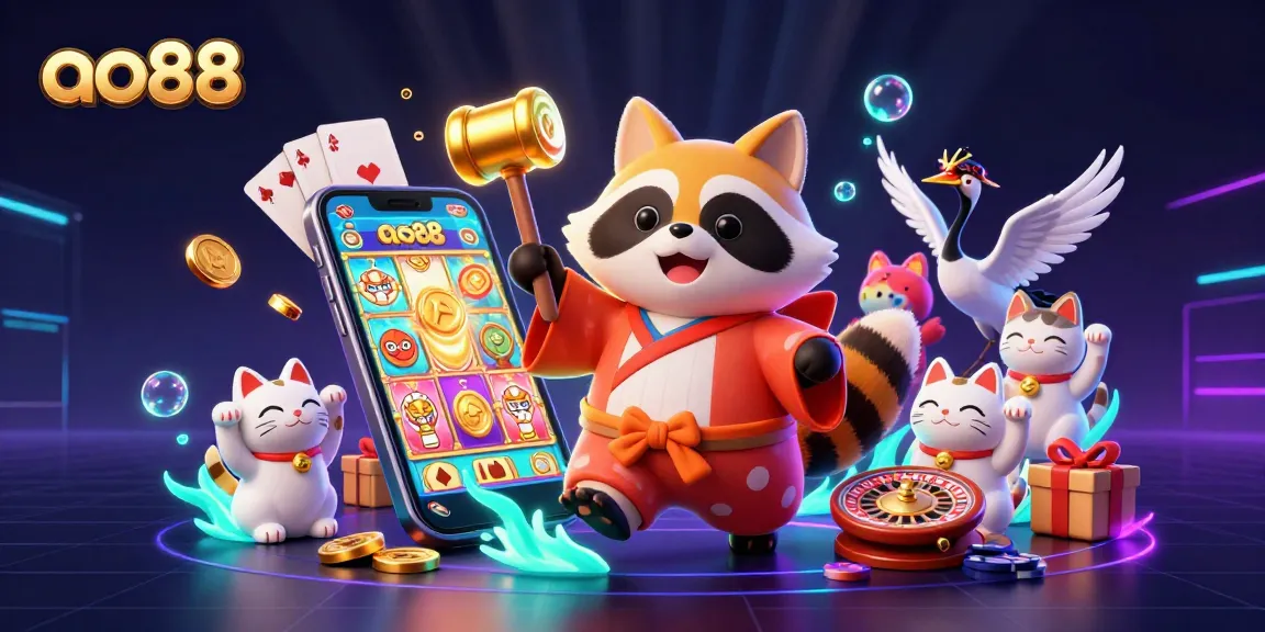 Join the fun at ao88 with fortune cats and casino games galore, showcasing vibrant 3D action and excitement.