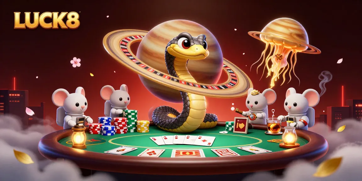 LUCK8 showcases exciting bets with tiny astronaut mice on a Saturn ring roulette scene