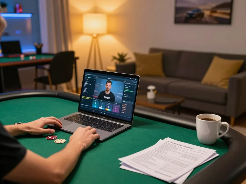 Engaging online poker experience on 77LOC platform with cozy gaming setup