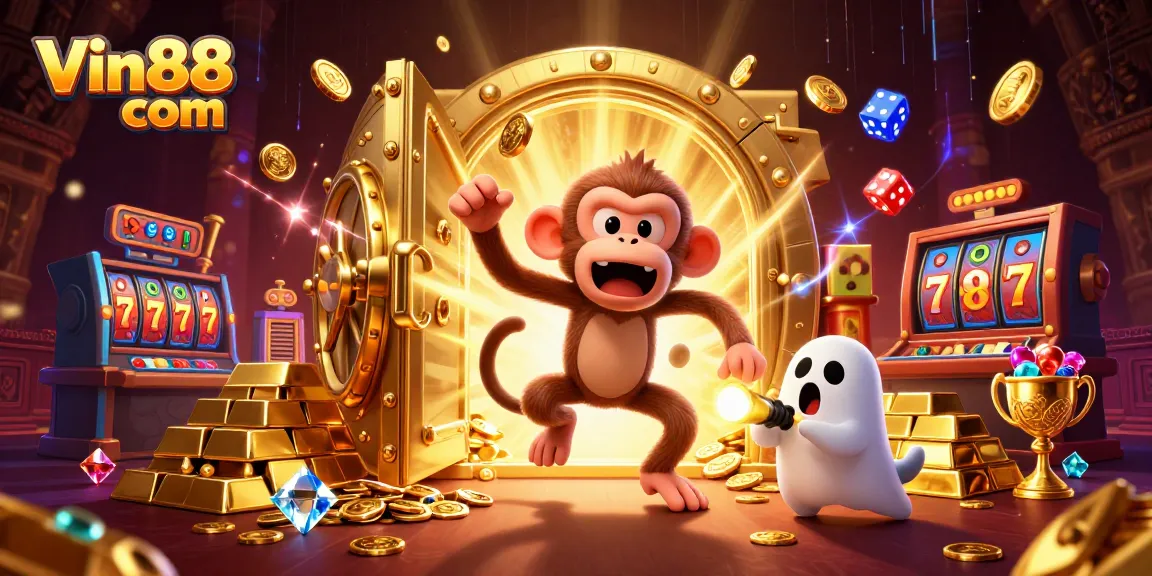 Win big with Vin88 com in this vibrant animated casino scene featuring playful characters!
