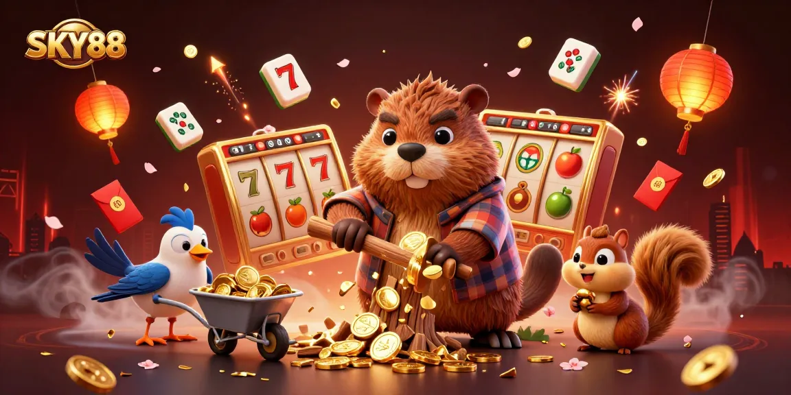 Engage in thrilling winnings with SKY88's vibrant casino experience featuring lively characters.