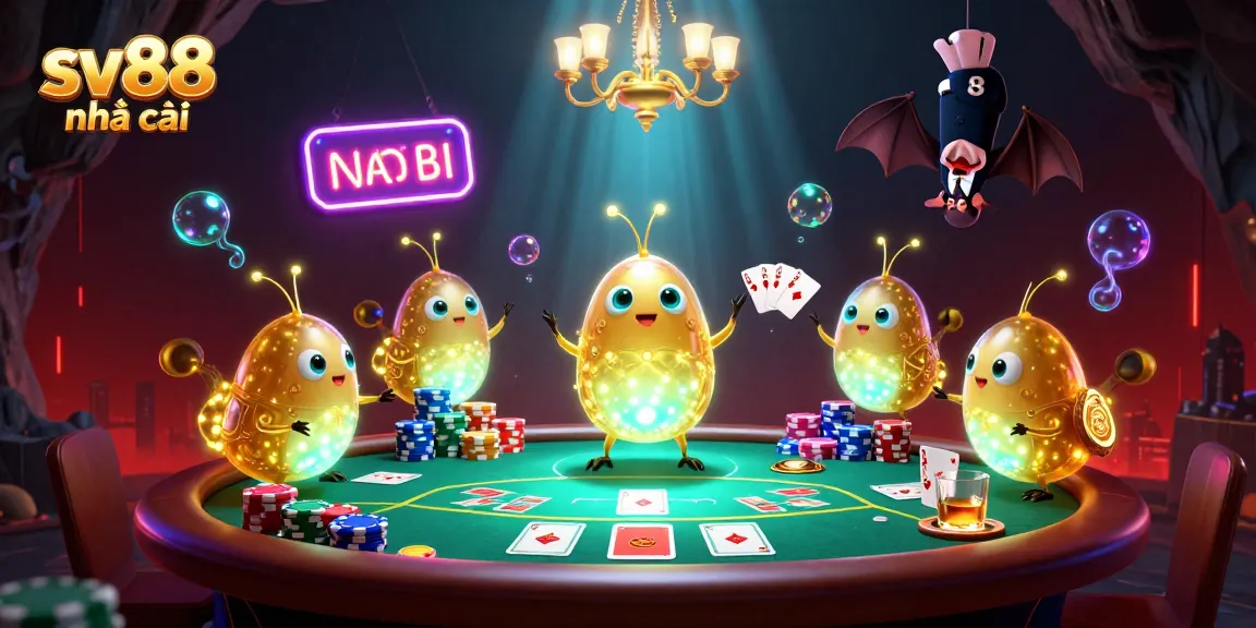 Experience the vibrant atmosphere of sv88 nhà cái as glowworms illuminate a cave casino filled with poker elements and action.