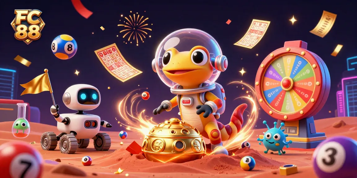 Experience excitement at FC 88 with colorful lottery balls and golden casino treasures.