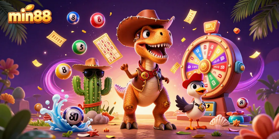 Win big at min88 with exciting cartoon characters celebrating dynamic lottery games!