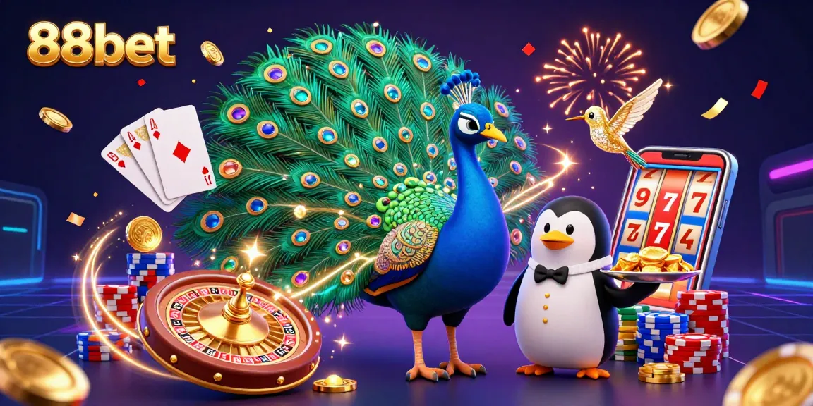Experience the thrills of winning at 88bet with dynamic casino games illustrated in vibrant detail.