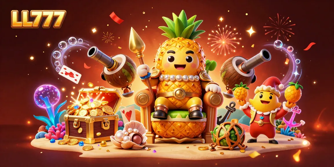 Experience LL777 with a lively 3D casino scene featuring playful characters and vibrant casino elements.